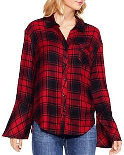 Shop Vince Camuto Stateside Plaid Bell Sleeve Shirt In Russet Red
