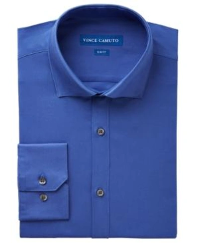 Shop Vince Camuto Men's Slim-fit Comfort Stretch Solid Dress Shirt In Cerulean Blue
