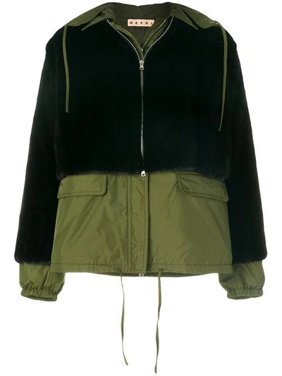 Shop Marni Layered Jacket In Green