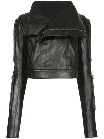 Shop Rick Owens Oversized Collar Biker Jacket - Black