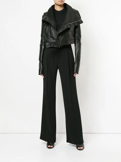 Shop Rick Owens Oversized Collar Biker Jacket - Black