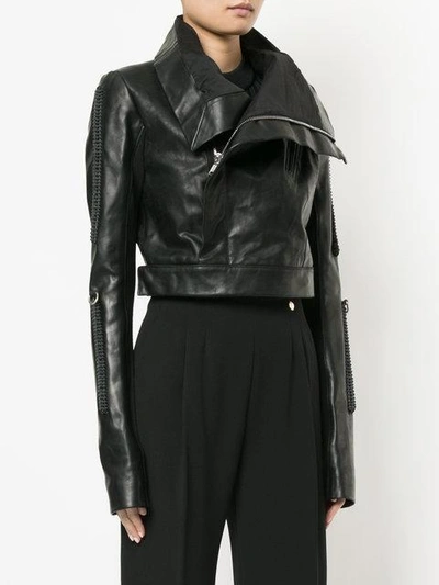 Shop Rick Owens Oversized Collar Biker Jacket - Black