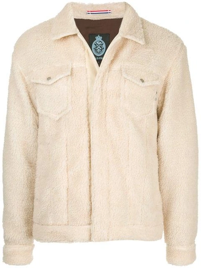 Shop Guild Prime Furry Detail Jacket In Neutrals