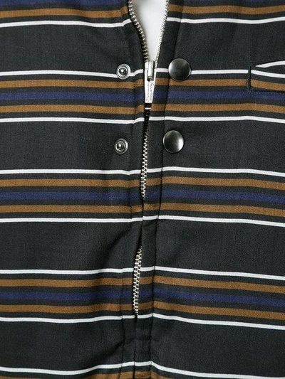Shop Undercover Horizontal-stripe Zip-up Bomber Jacket In Black