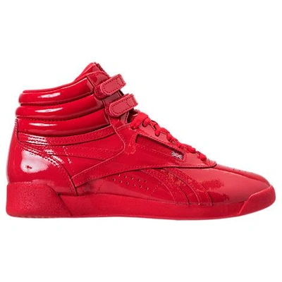 Reebok Women s Freestyle Hi Patent Casual Shoes Red ModeSens