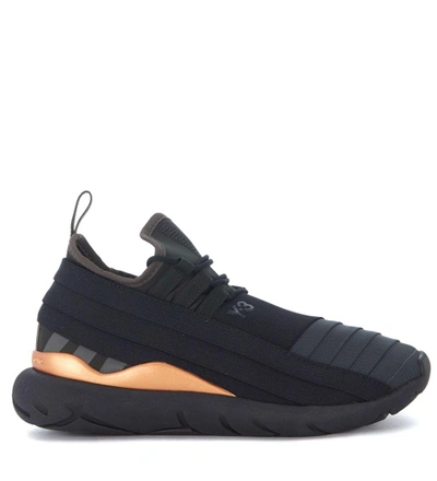 Shop Y-3 Qasa Elle Lace Black Technical Fabric Sneaker In Nero