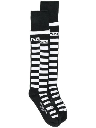 Shop Ktz Chequered Socks In Black