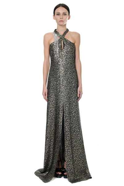 Shop Lanvin Crystals Embellished Silk Dress In Black