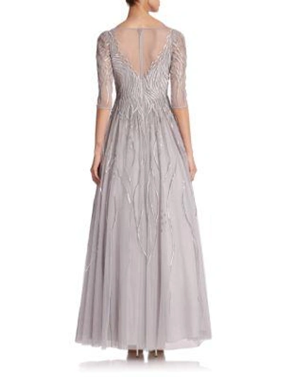 Shop Basix Black Label Women's Embroidered Illusion Gown In Grey