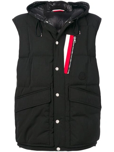 Shop Moncler Stripe Patch Gilet In Black