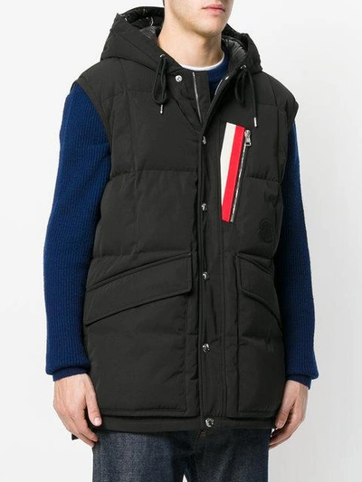 Shop Moncler Stripe Patch Gilet In Black