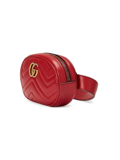 Shop Gucci Gg Marmont Matelassé Belt Bag In Red
