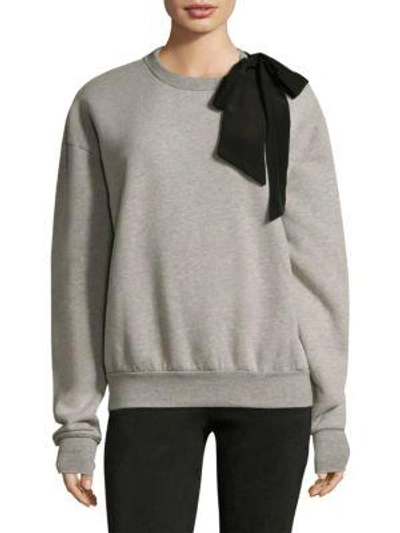 Shop Frame Bow Crew Neck Sweatshirt In Grey