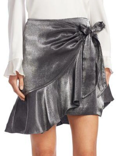 Shop Cinq À Sept Harley Metallic Skirt In Guntmetal