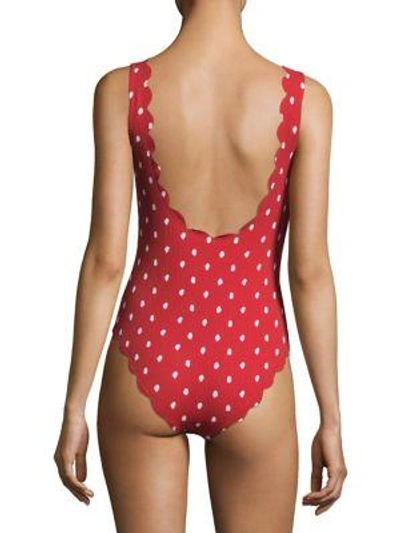 Shop Marysia One-piece Lace Up Swimsuit In Red Coconut Pink Dot