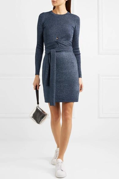 Shop 3.1 Phillip Lim / フィリップ リム Twisted Metallic Ribbed-knit Dress In Navy