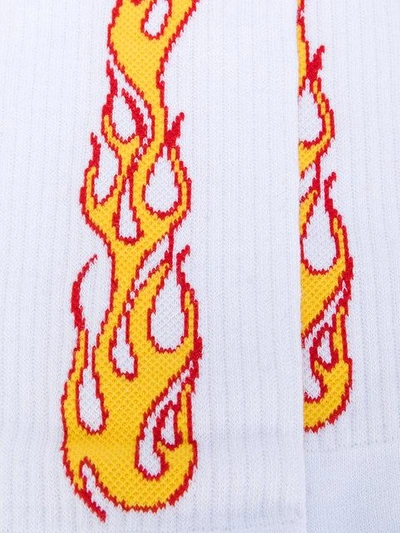 Shop Palm Angels Flame Socks In White