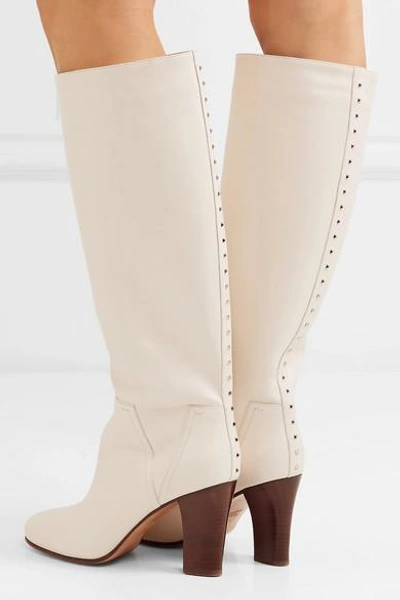 Shop Valentino Lovestud Leather Knee Boots