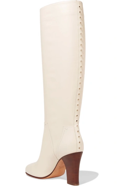 Shop Valentino Lovestud Leather Knee Boots