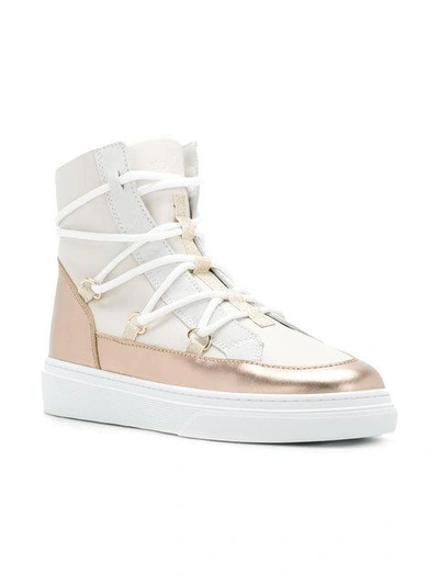 Shop Hogan Metallic Sneaker Boots - White