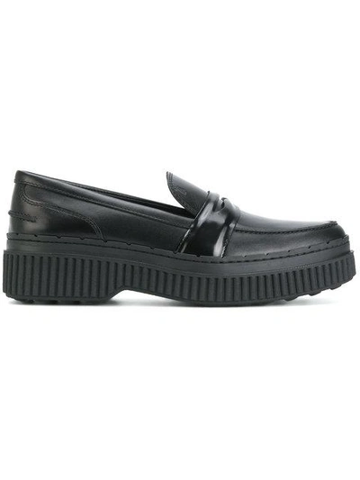 Shop Tod's Flatform Loafers In Black