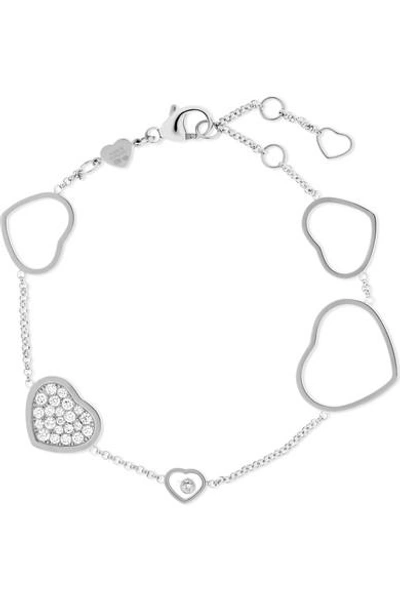 Shop Chopard Happy Hearts 18-karat White Gold Diamond Bracelet