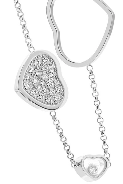 Shop Chopard Happy Hearts 18-karat White Gold Diamond Bracelet