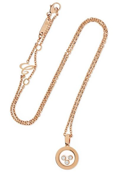 Shop Chopard Happy Diamonds 18-karat Rose Gold Diamond Necklace