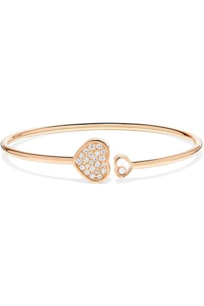 Shop Chopard Happy Hearts 18-karat Rose Gold Diamond Cuff