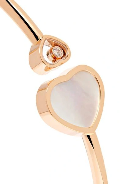 Shop Chopard Happy Hearts 18-karat Rose Gold, Diamond And Mother-of-pearl Cuff