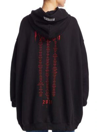 Shop Vetements Oversized Graphic Hoodie In Black