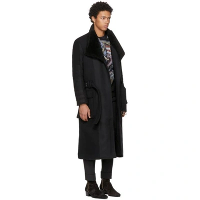 Shop Balmain Black Belted Coat