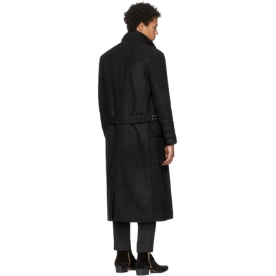 Shop Balmain Black Belted Coat