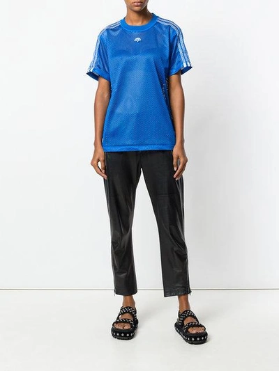 Shop Adidas Originals By Alexander Wang Mesh Logo T-shirt - Blue