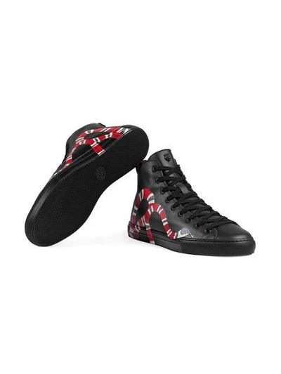 Shop Gucci Leather High-top With Snake In Black