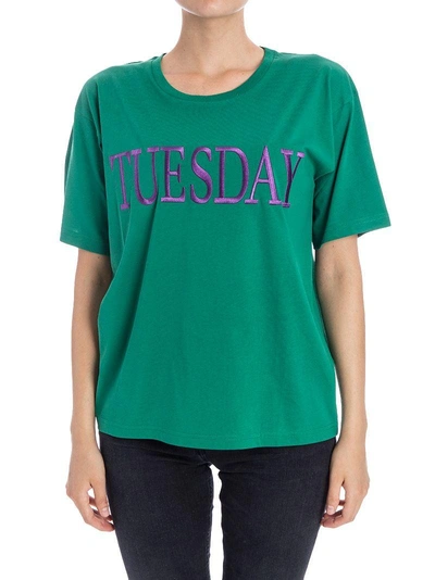 Shop Alberta Ferretti Tuesday Cotton T-shirt In Green
