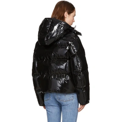 Shop Moncler Black Down Shiny Hooded Gaura Jacket