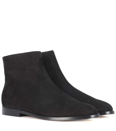 Shop Mansur Gavriel Suede Ankle Boots In Black