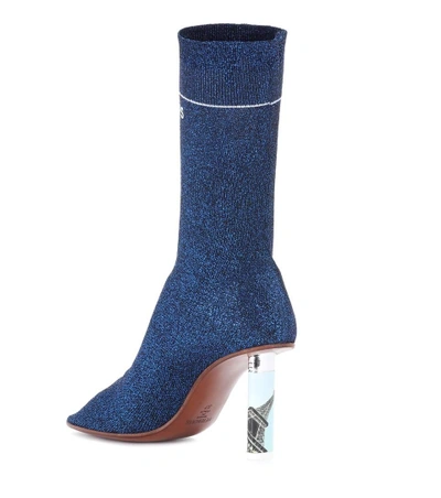 Shop Vetements Stretch-jersey Ankle Boots In Blue