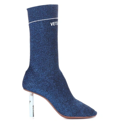 Shop Vetements Stretch-jersey Ankle Boots In Blue