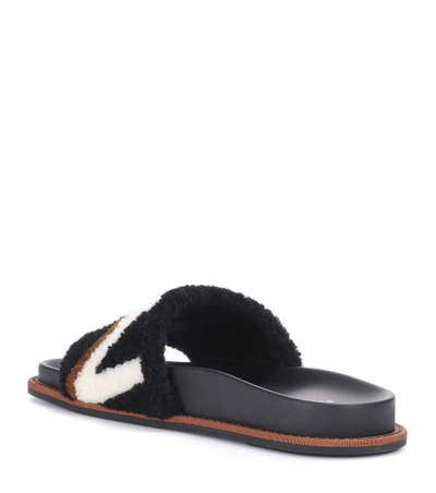 Shop Fendi Fur Slides In Black