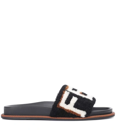 Shop Fendi Fur Slides In Black