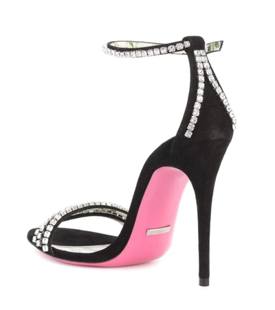 Shop Gucci Crystal-embellished Suede Sandals In Black