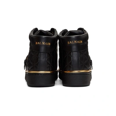 Shop Balmain Black Active Buckle High-top Sneakers