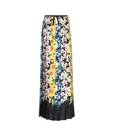 Shop Gucci Floral-printed Silk-satin Skirt In Multicoloured