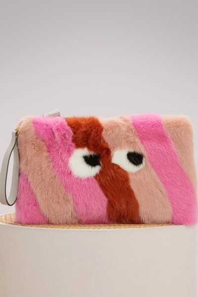 Shop Anya Hindmarch Large Eyes Fur Clutch