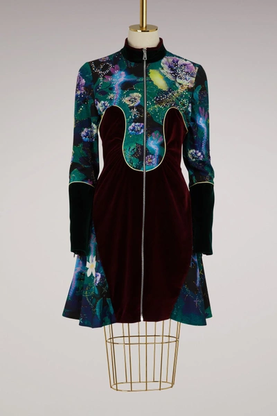 Shop Mary Katrantzou Faylinn Embroidered Velvet Dress In 002 Green Fairies