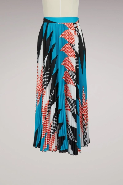 Shop Msgm Pleated Midweight Skirt In Blue