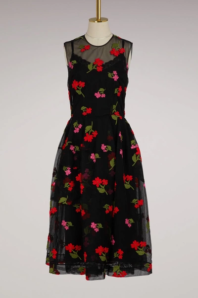 Shop Simone Rocha Pocket Bell Tulle Dress In Black/red