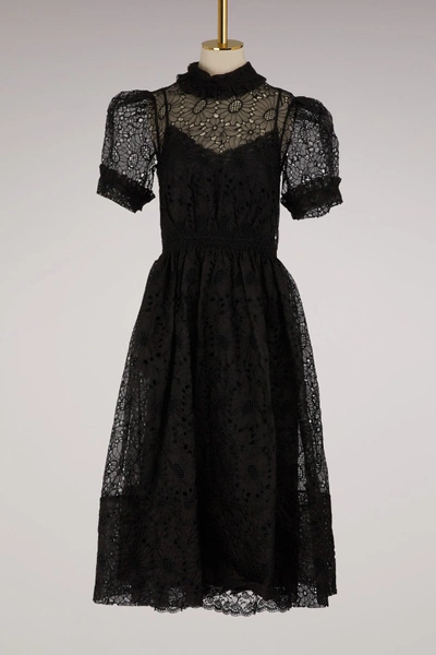 Shop Simone Rocha Smocked Waist Dress In Black